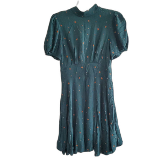 Free People Dress Women Size 0 Green Combo Boho A-Line Flare Keyhole Abbie - Picture 7 of 12